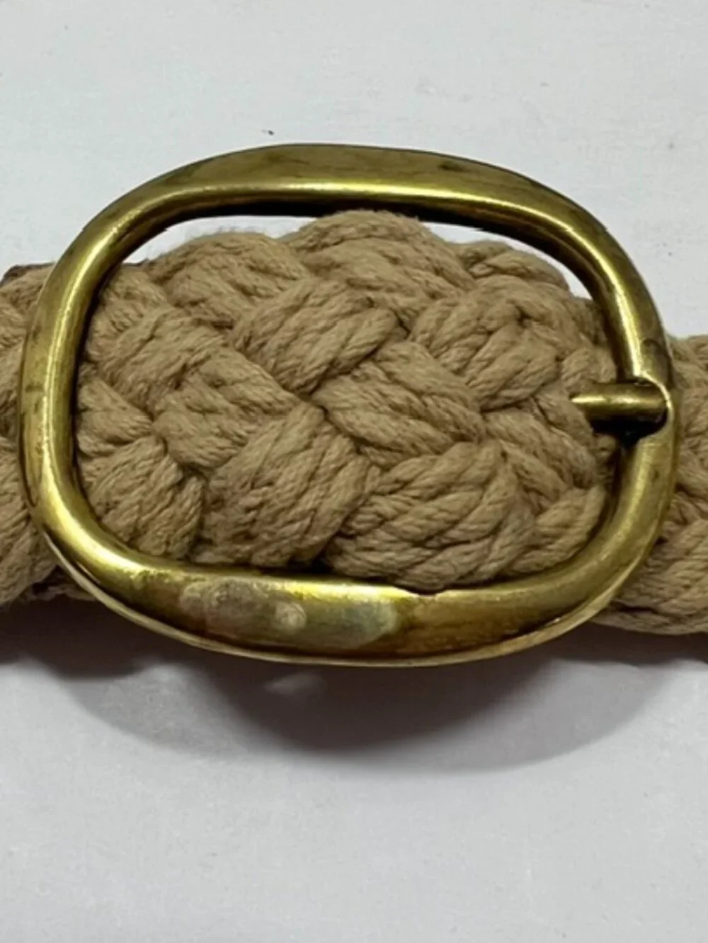 Women's Braided Jute Belt with brass buckle Size 42.5